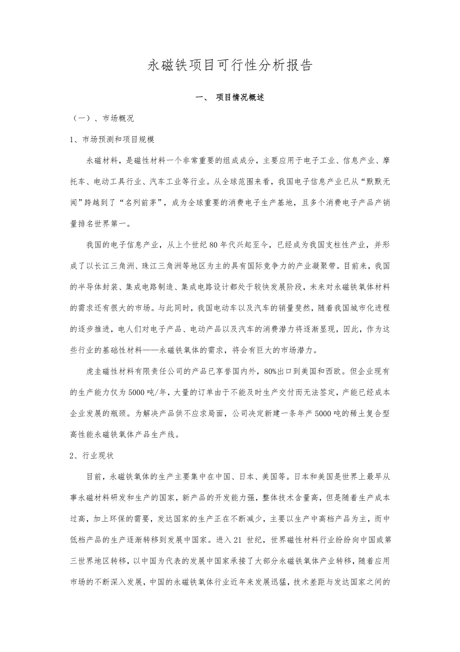 永磁铁项目可行性报告_第1页