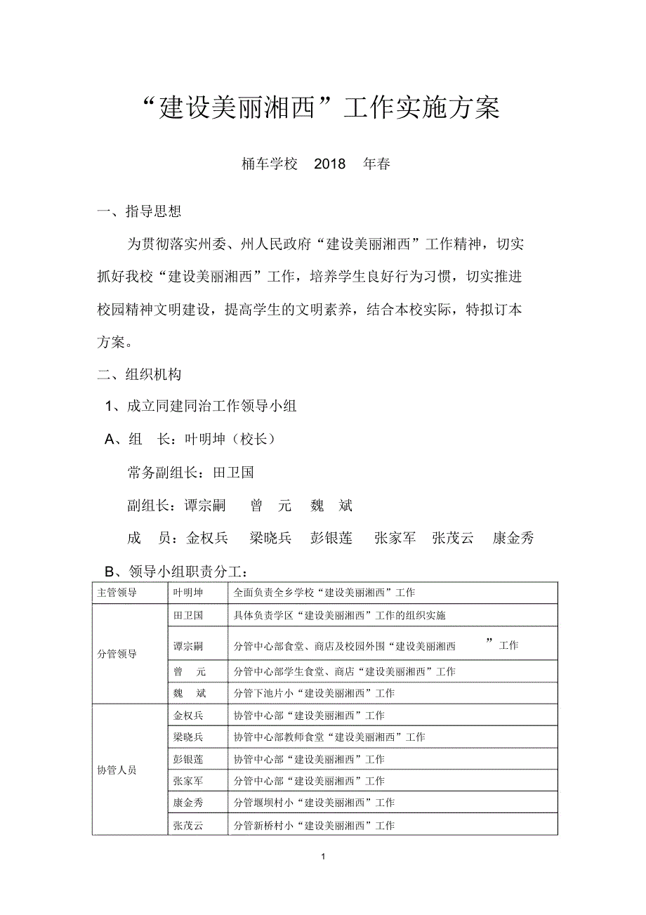 桶车学校建设美丽湘西工作实施方案_第1页