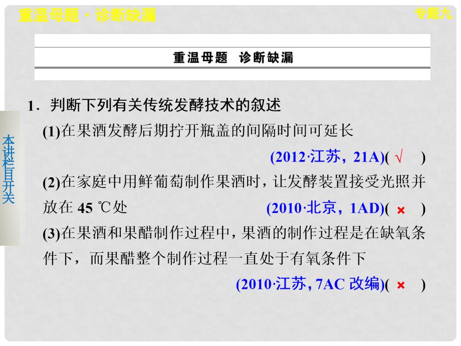 高考生物二轮复习 考前三个月 第一部分 专题九 生物技术实践课件_第2页