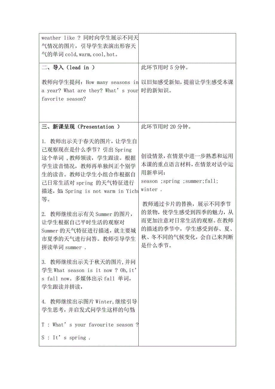 小学英语课程教学设计_第4页