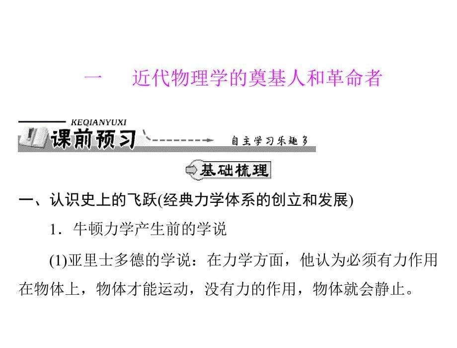 2012年《优化课堂》71近代物理学的奠基人和革命者（人民版必修三）_第5页