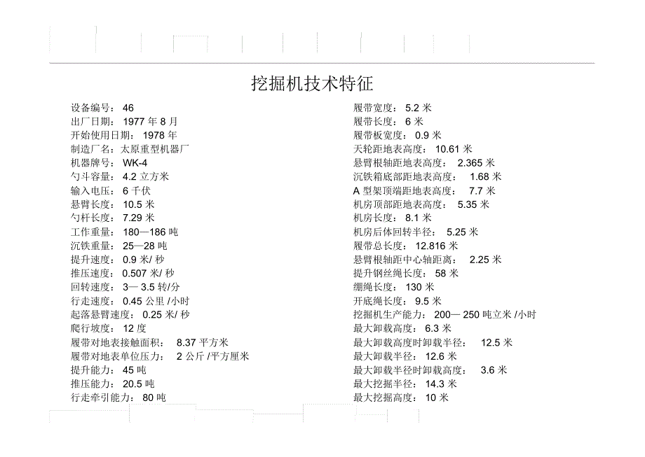 WK-4型电铲履历簿_第1页