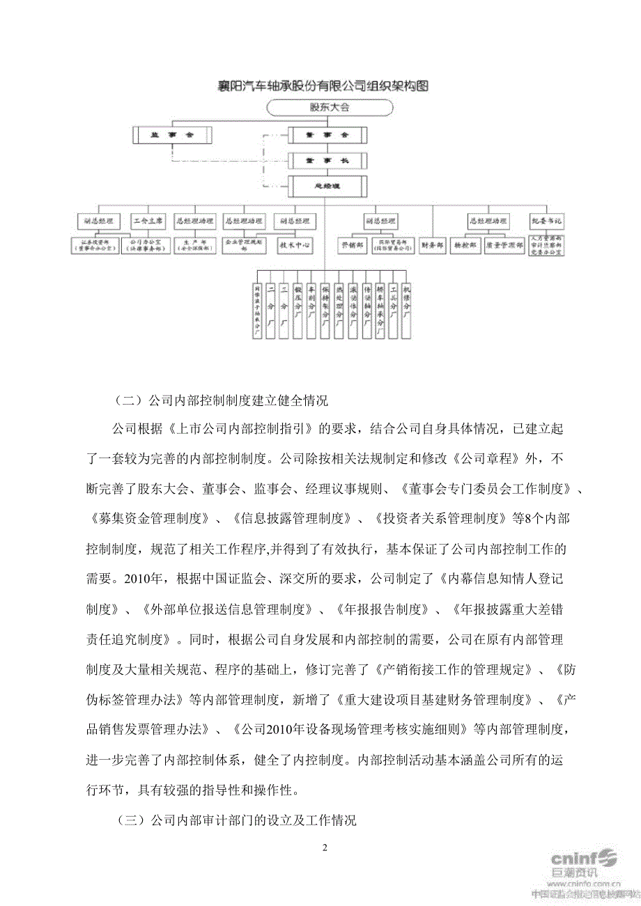 襄阳轴承内部控制自我评价报告_第2页