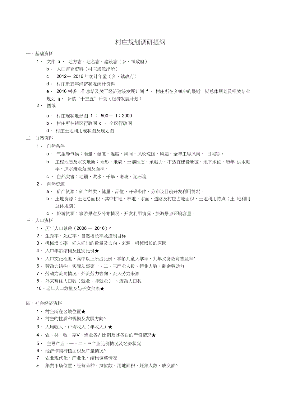村庄规划调研提纲(20210314034718)_第1页
