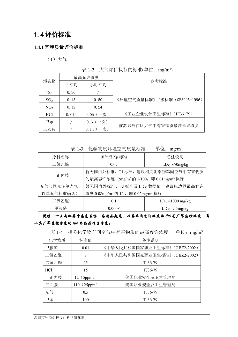 某化学有限公司年产2000吨咪鲜胺低毒农药生产线技术改造项目环境影响报告书_第4页