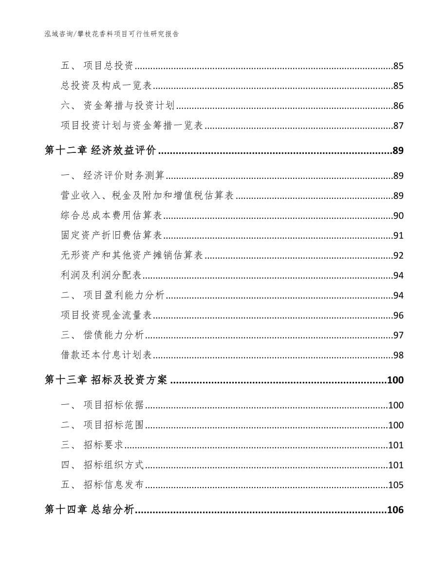 攀枝花香料项目可行性研究报告模板参考_第5页