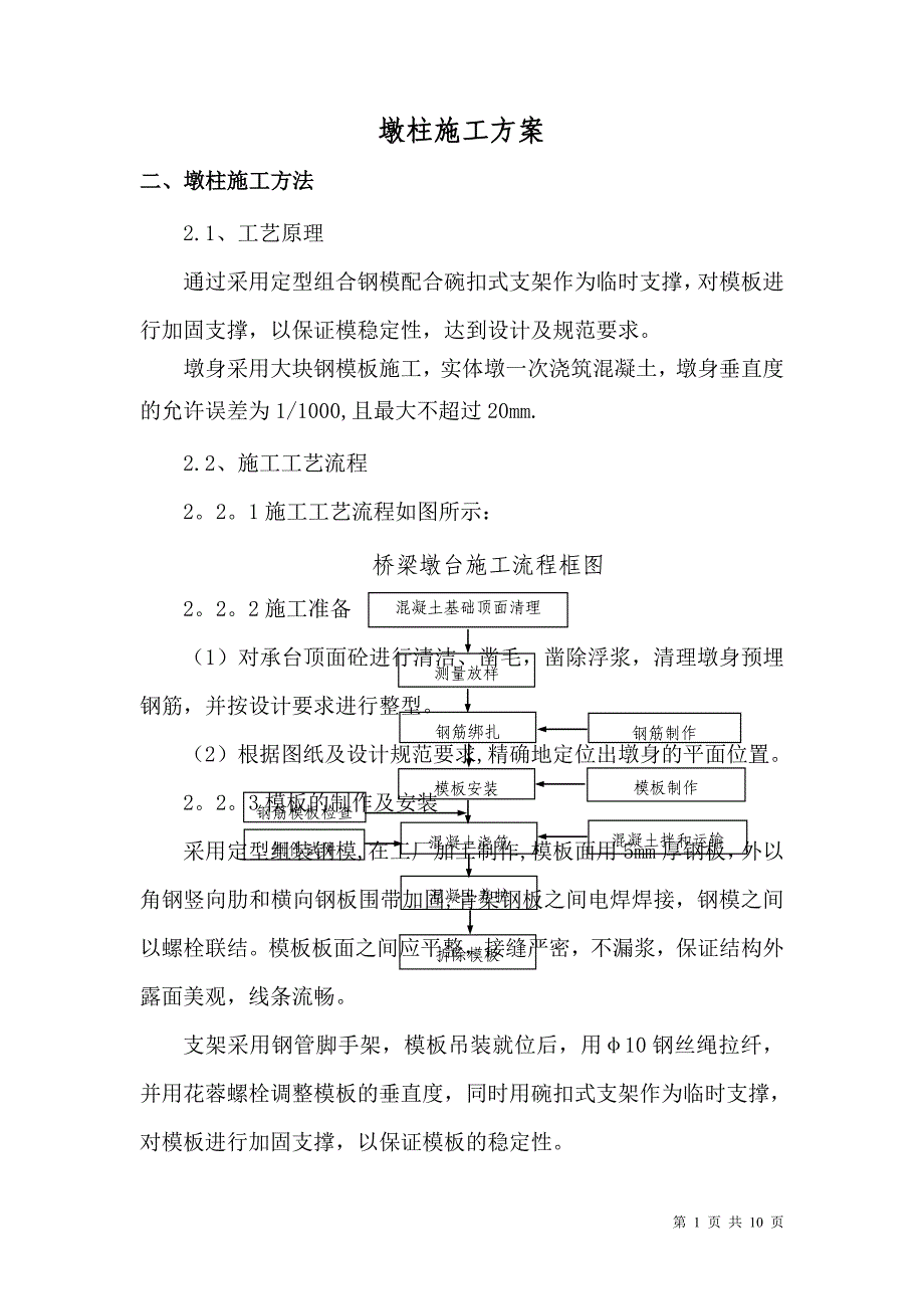 墩柱施工方案58823_第1页