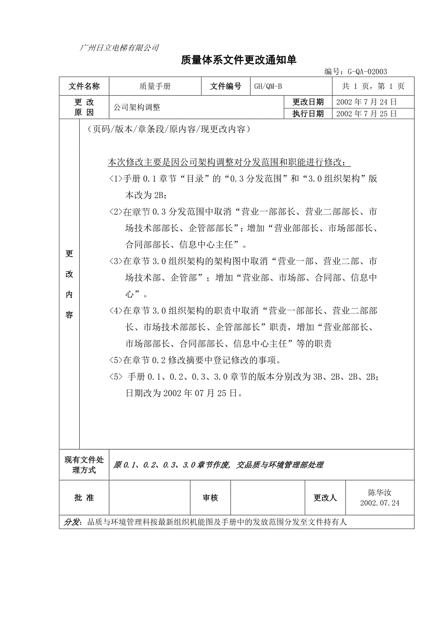 广州日立电梯有限公司质量手册_第3页