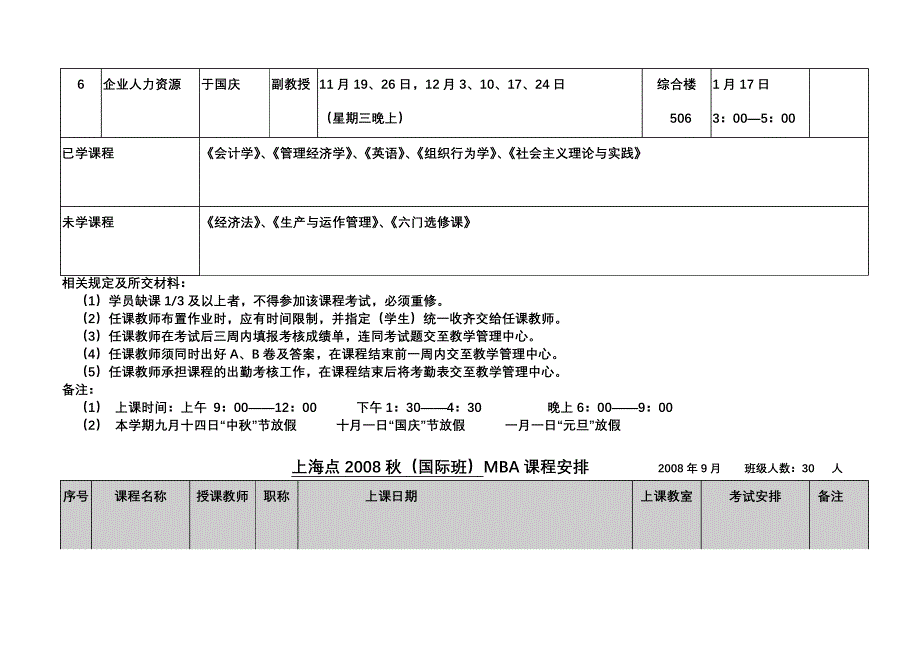 MBA课程表_第3页