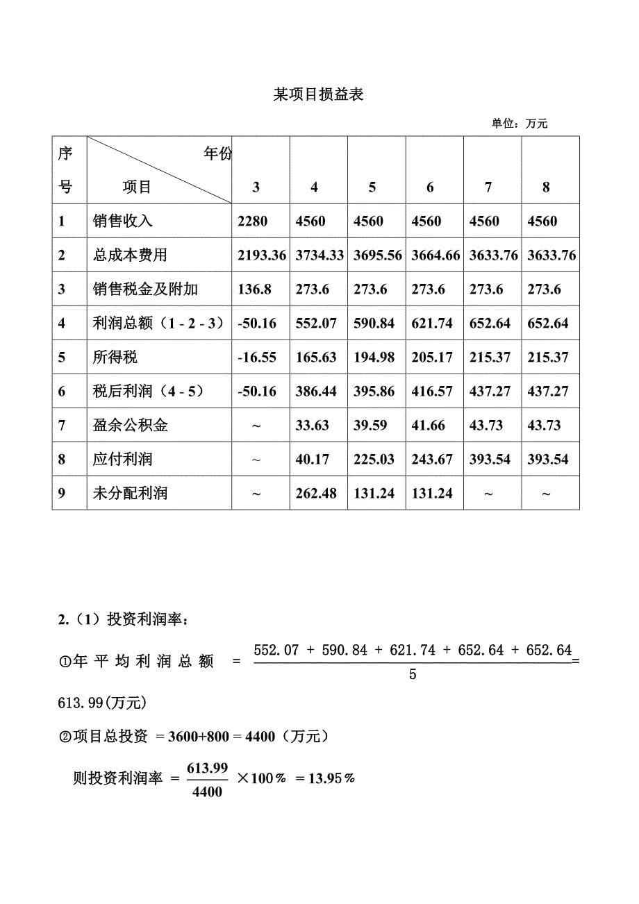 工程经济学课程设计_第5页