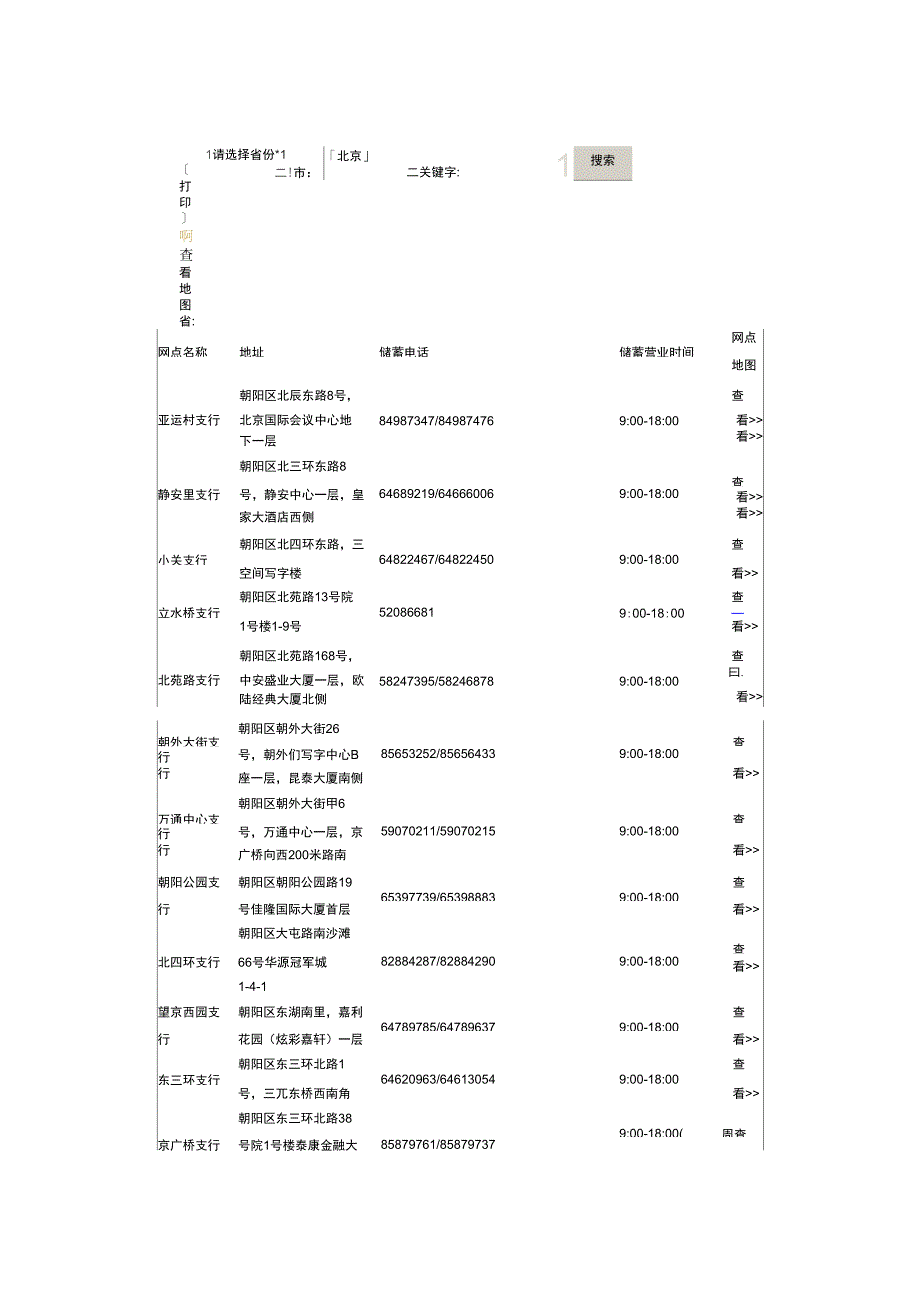 招商银行北京地区营业网点一览表_第1页