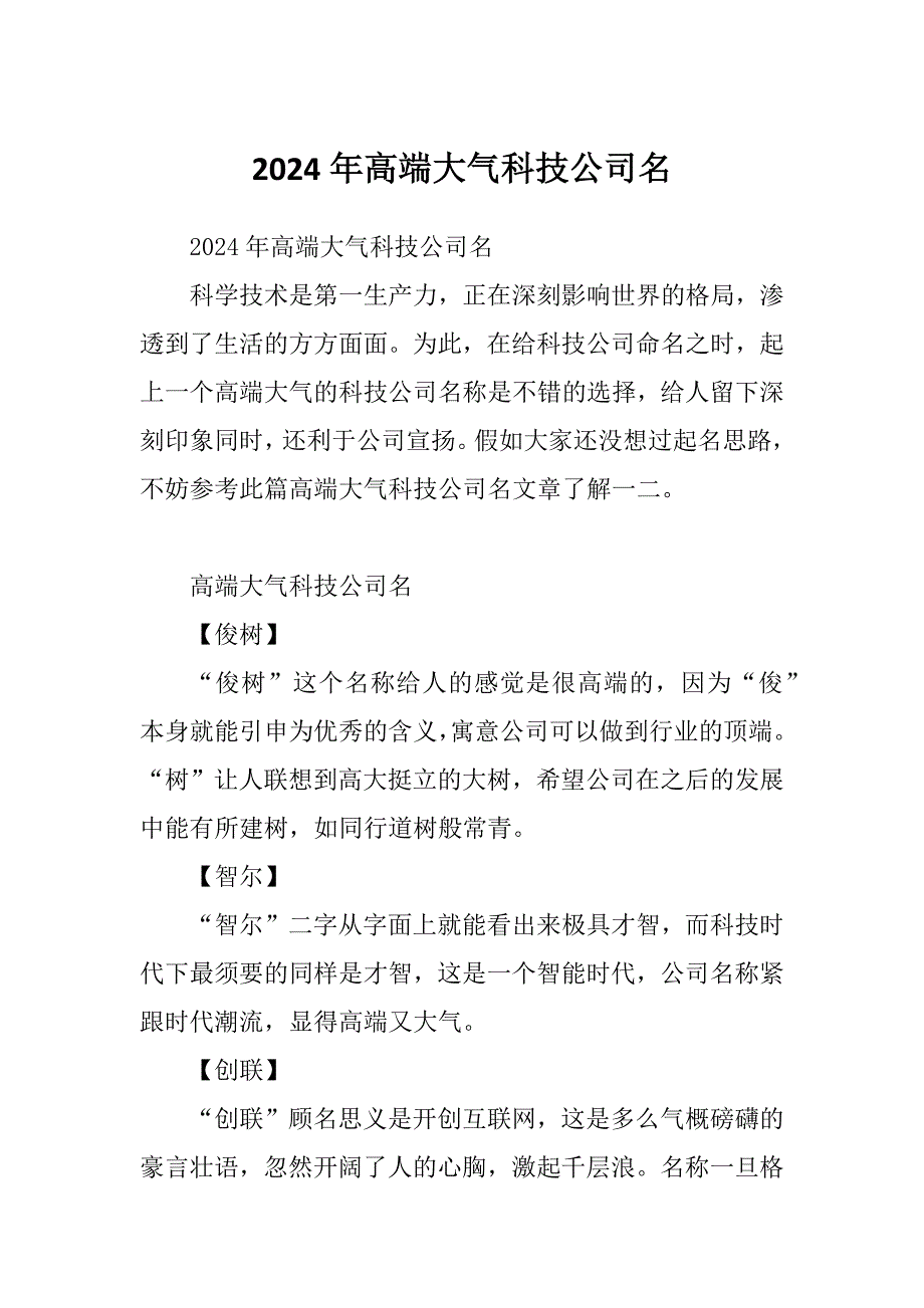 2024年高端大气科技公司名_第1页