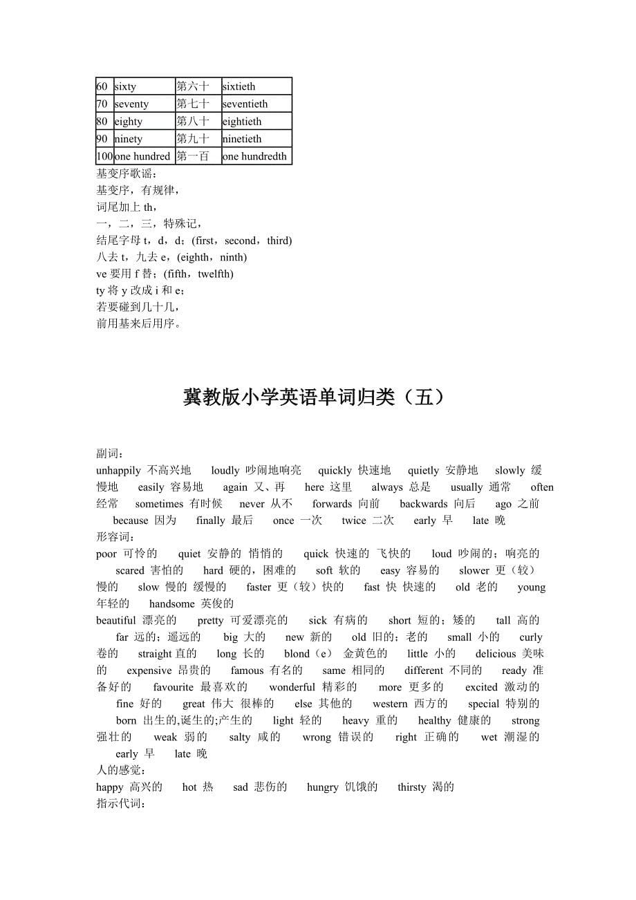 冀教版小学英语单词归类_第5页