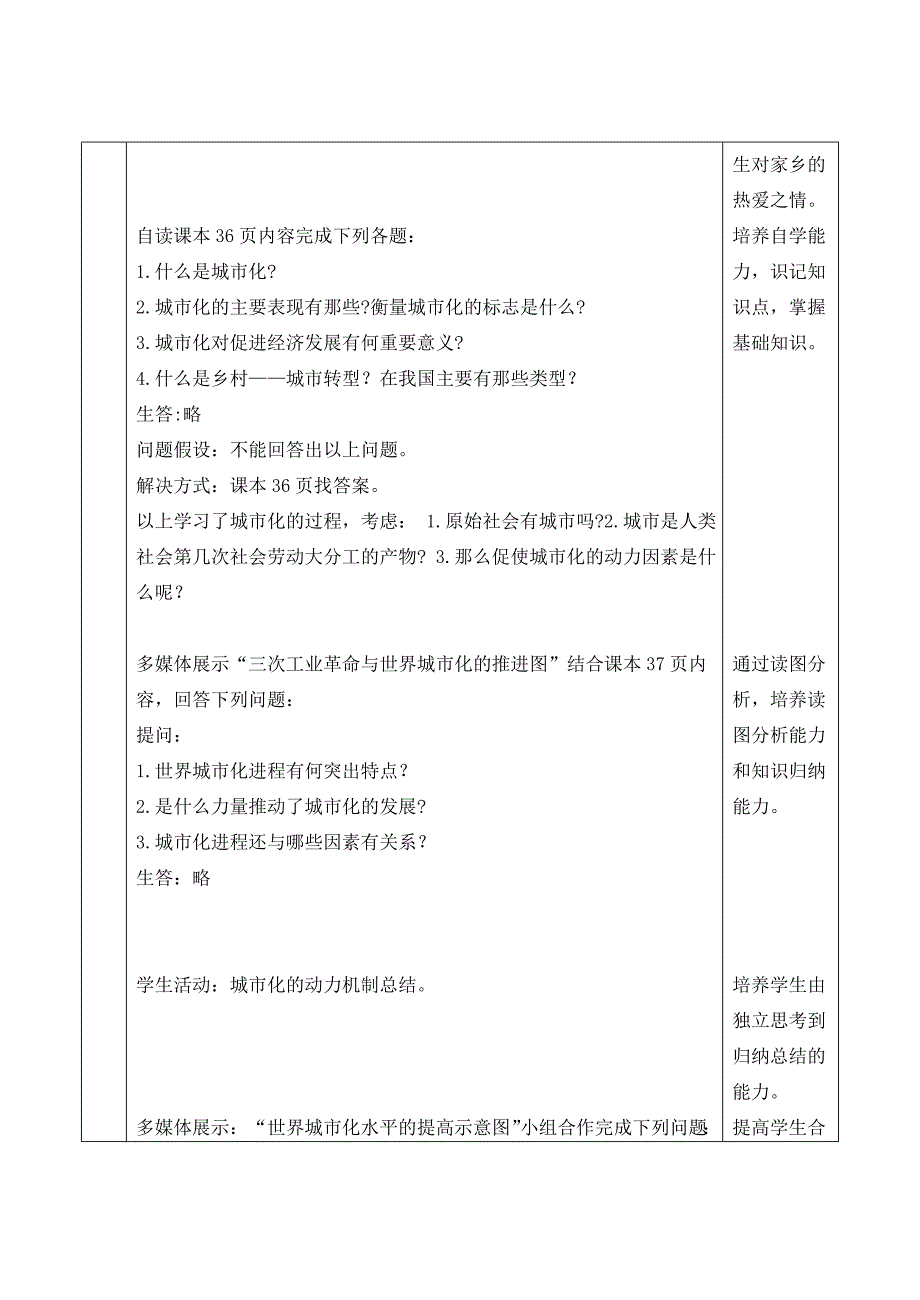 《城市化过程与特点》课型教学设计_第4页