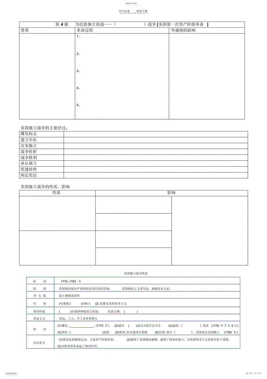 2022年北师大版九年级历史上册表格_第2页