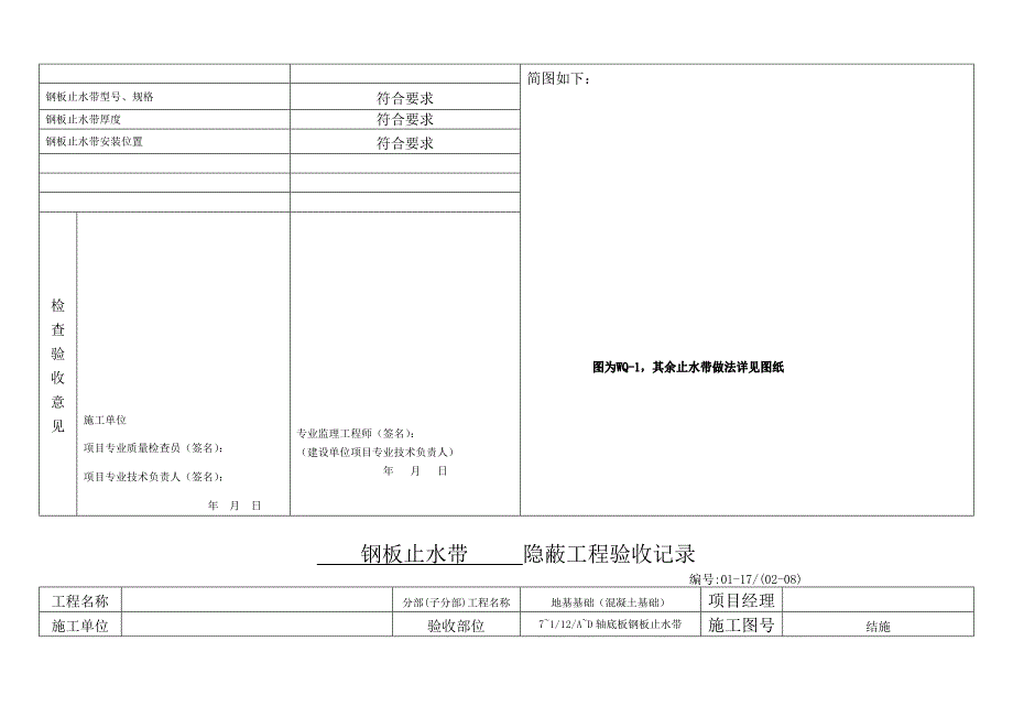 钢板止水带隐蔽 工 程 验 收 记 录_第2页