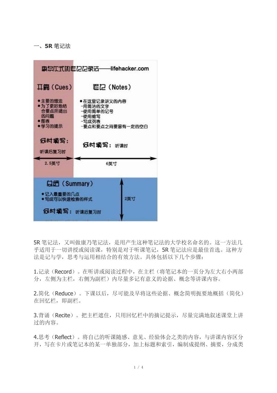 康奈笔记法(史上最科学的记笔记方法)_第1页