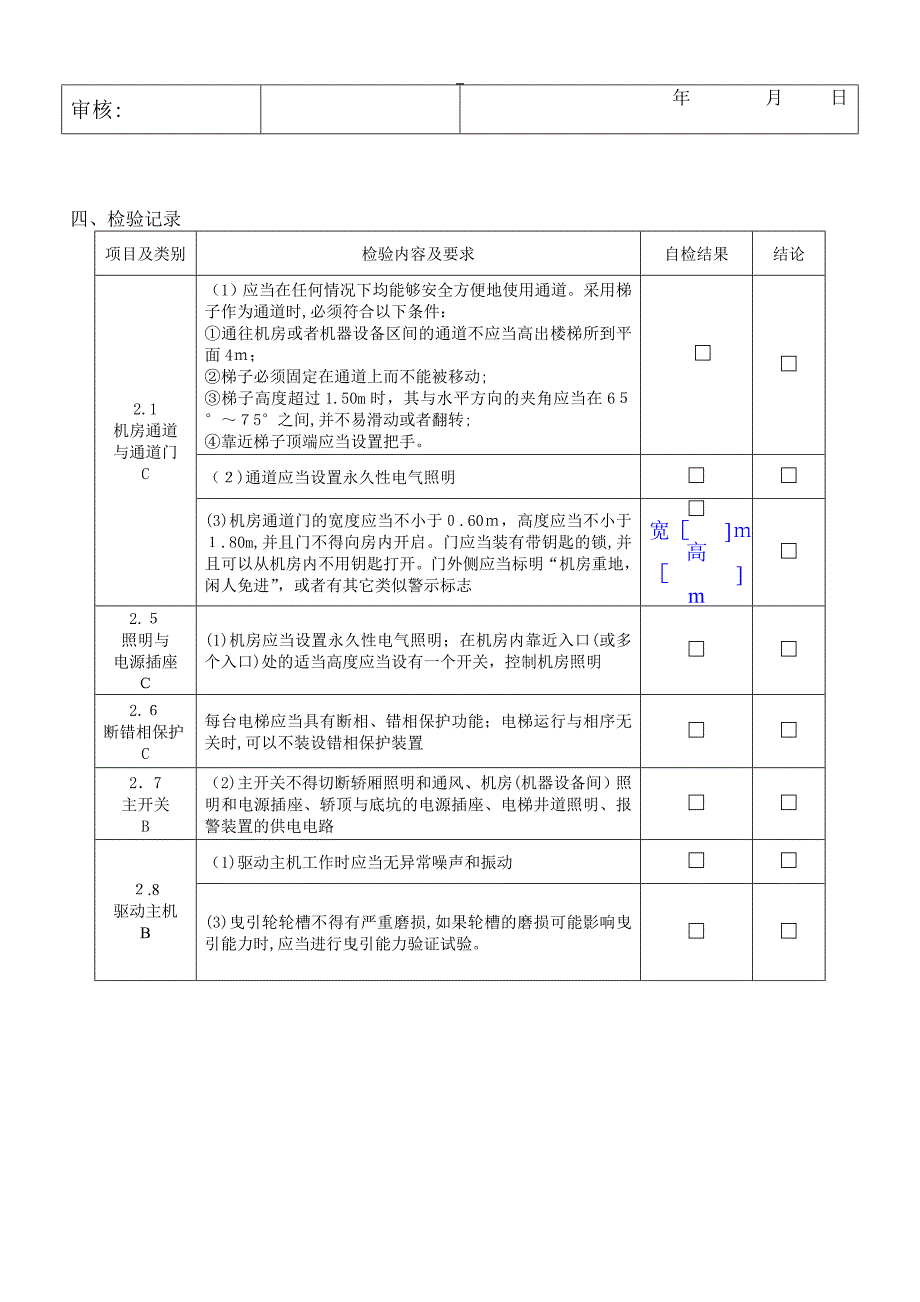 电梯年度自行检查记录_第3页