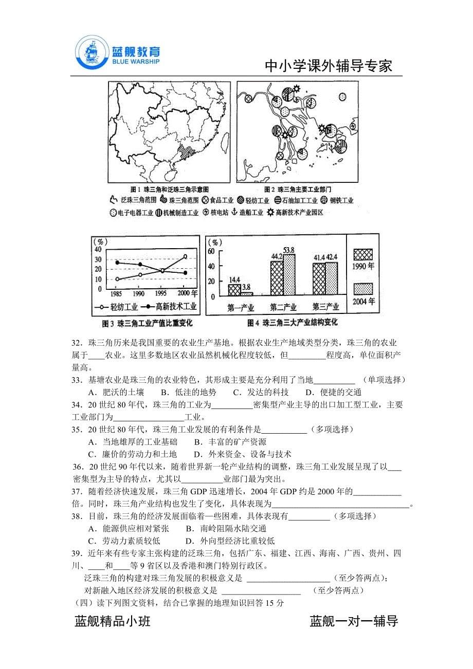 2006年上海高考地理试卷及答案(word版本)_第5页