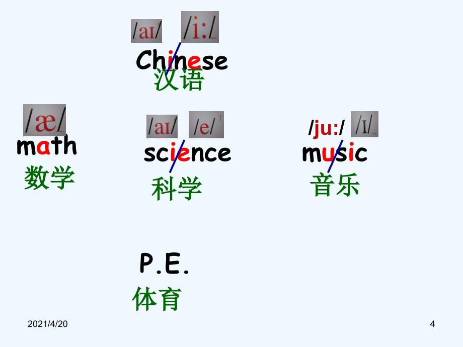 四年级上册英语课件-Unit 5 At School Lesson 1 What subjects do you have 北师大版（三起） (共20张PPT)_第4页