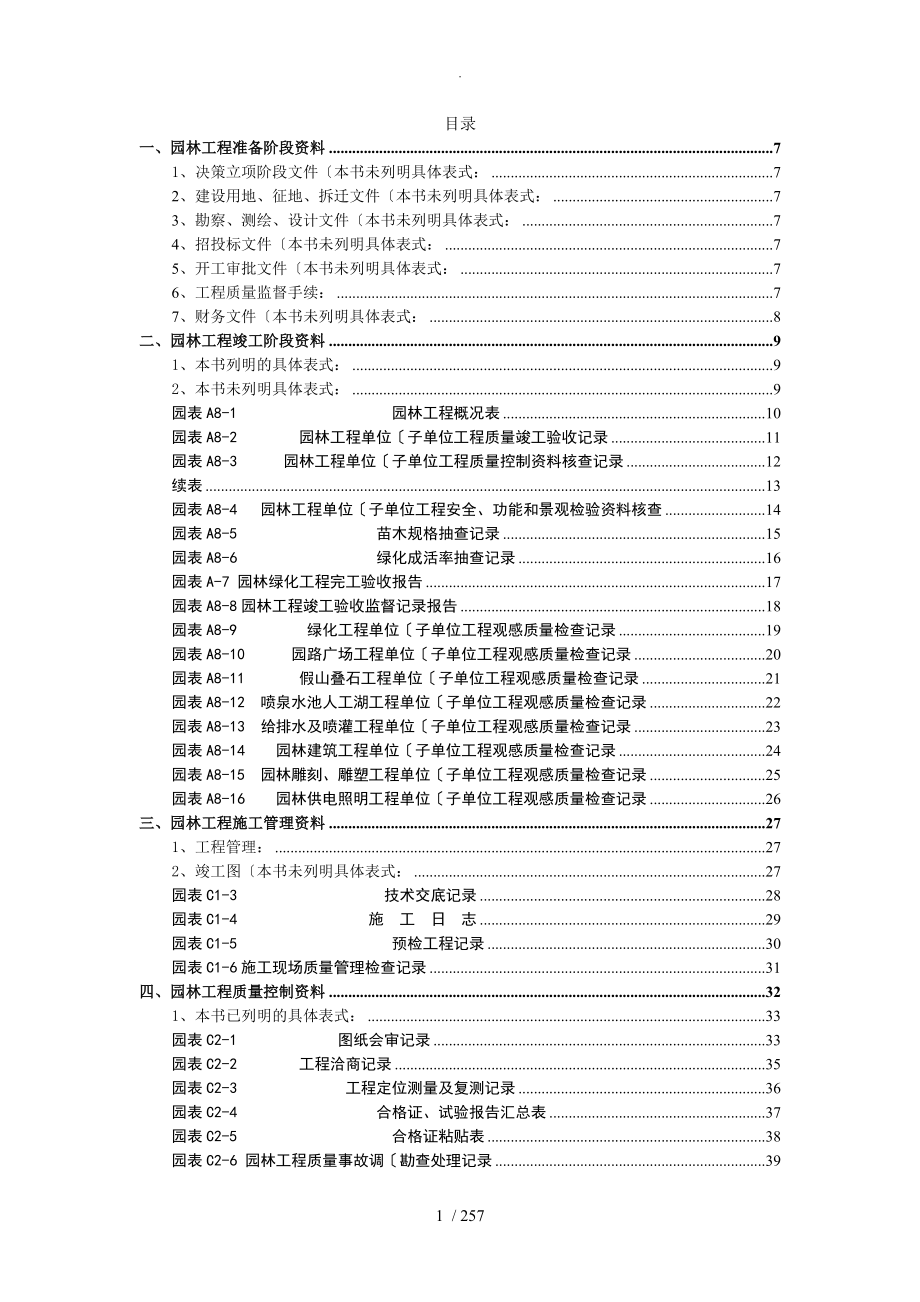 园林工程资料表格完整版_第1页