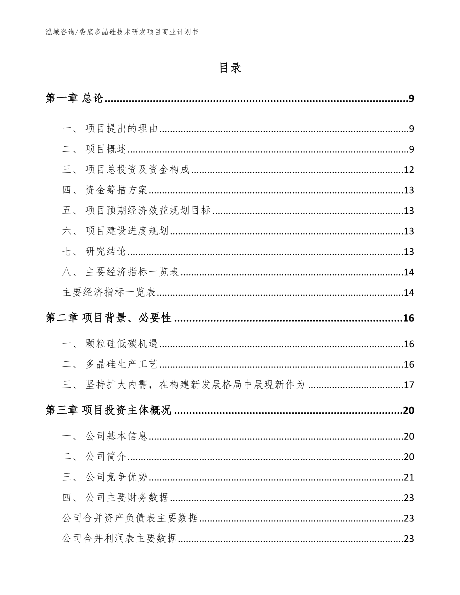 娄底多晶硅技术研发项目商业计划书模板范本_第2页