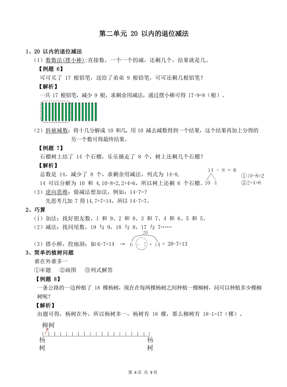 人教版数学一年级下册期中复习资料_第4页