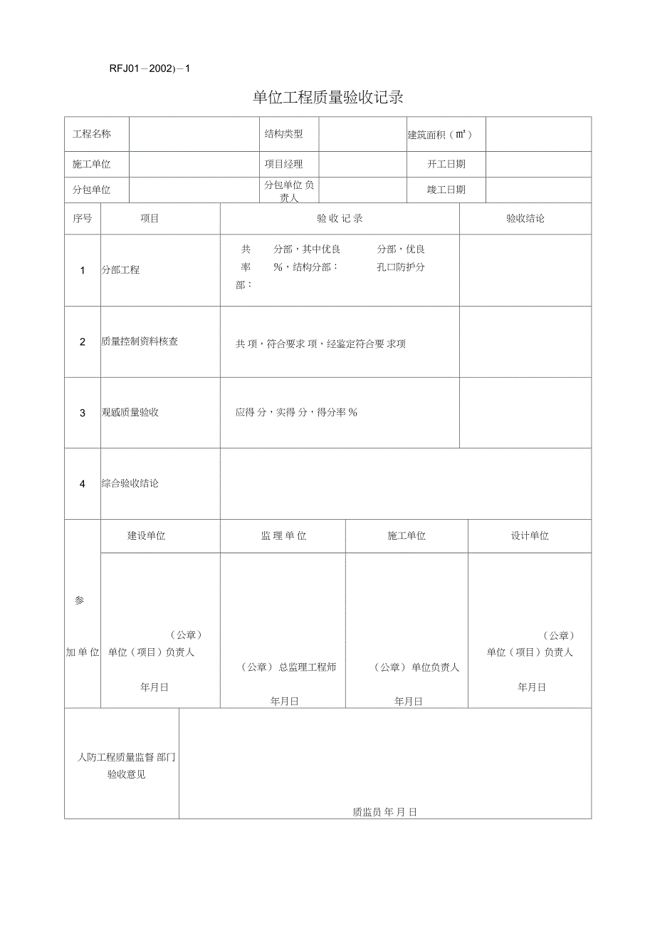 人防分部工程质量验收记录表_第2页