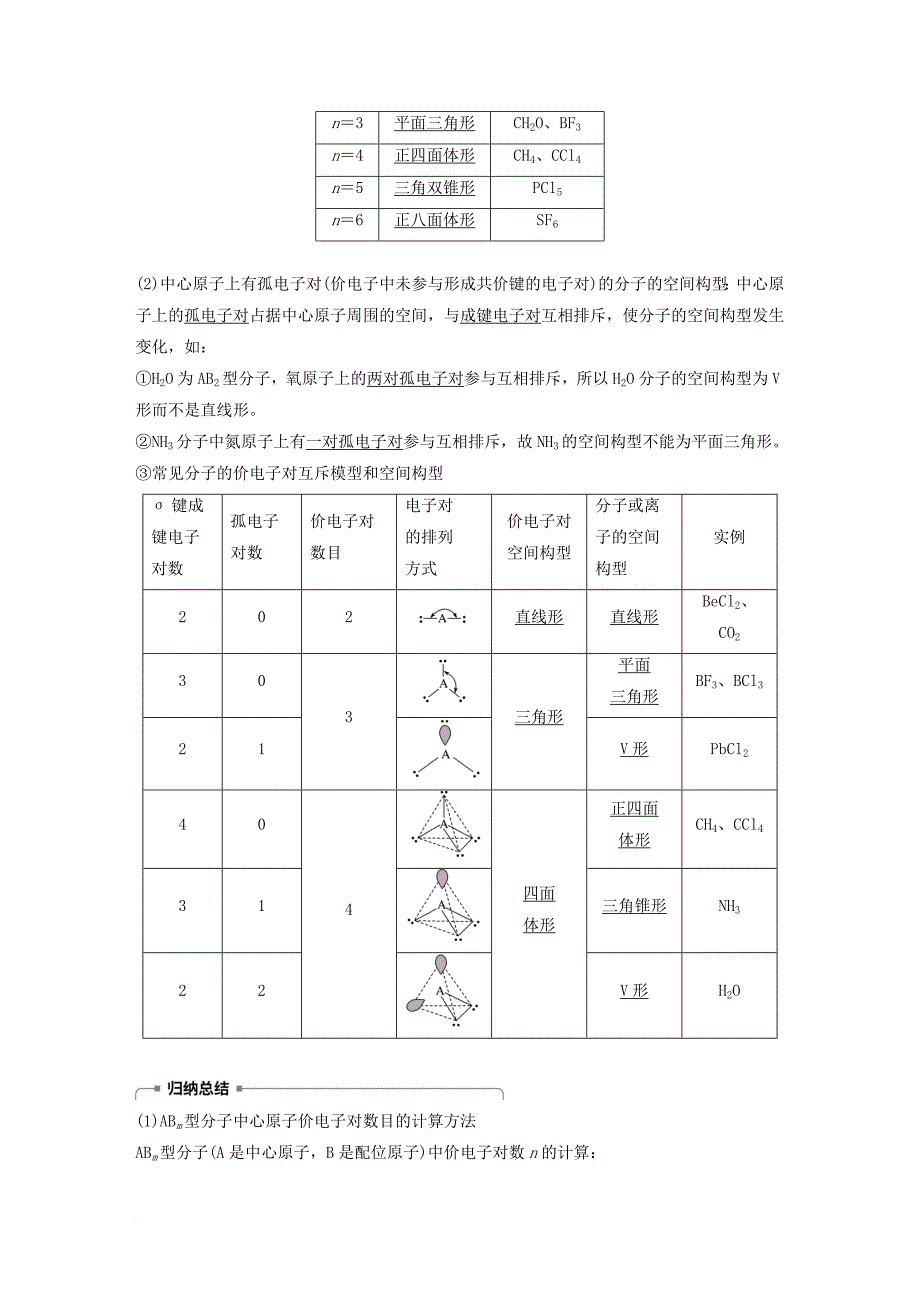 高中化学 第2章 化学键与分子间作用力 第2节 共价键与分子的空间构型 第2课时学案 鲁科版选修3_第2页