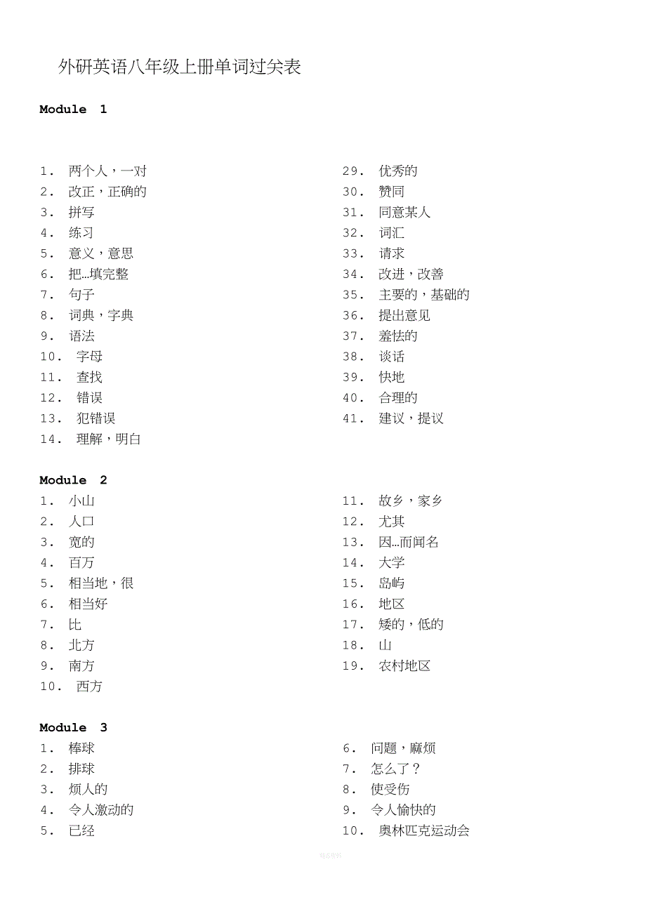 2016年新外研版英语八年级上册单词默写表.docx_第1页