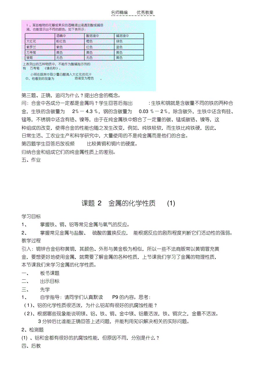 最新人教版初三化学教案下册教案_第2页