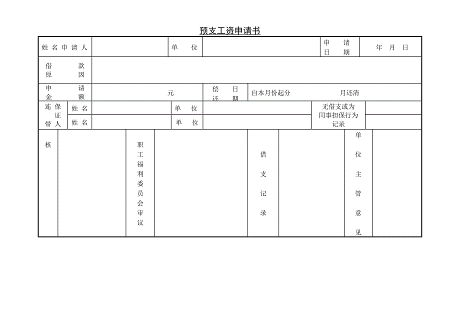 【管理精品】预支工资申请书_第1页