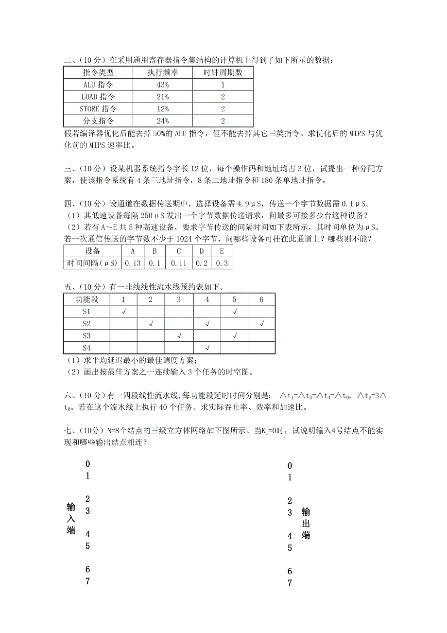 计算机系统结构试题及答案共20页_第2页