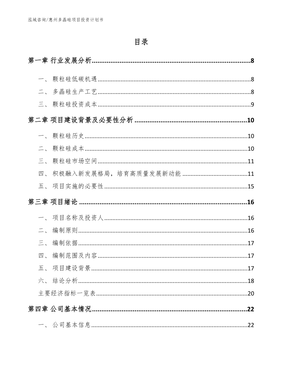 惠州多晶硅项目投资计划书_第2页