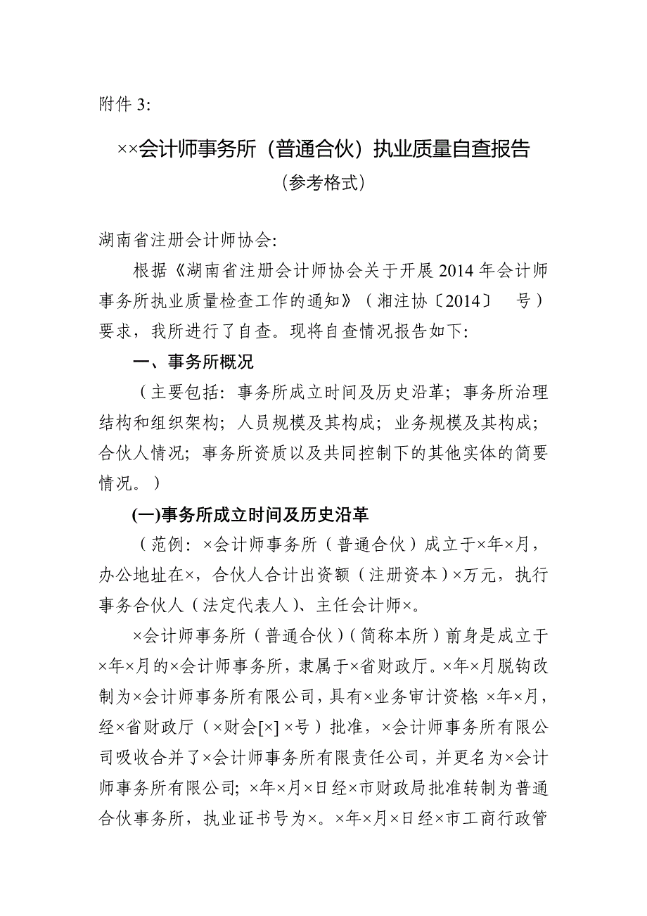 3、会计师事务所执业质量自查报告（参考格式）附件3.doc_第1页