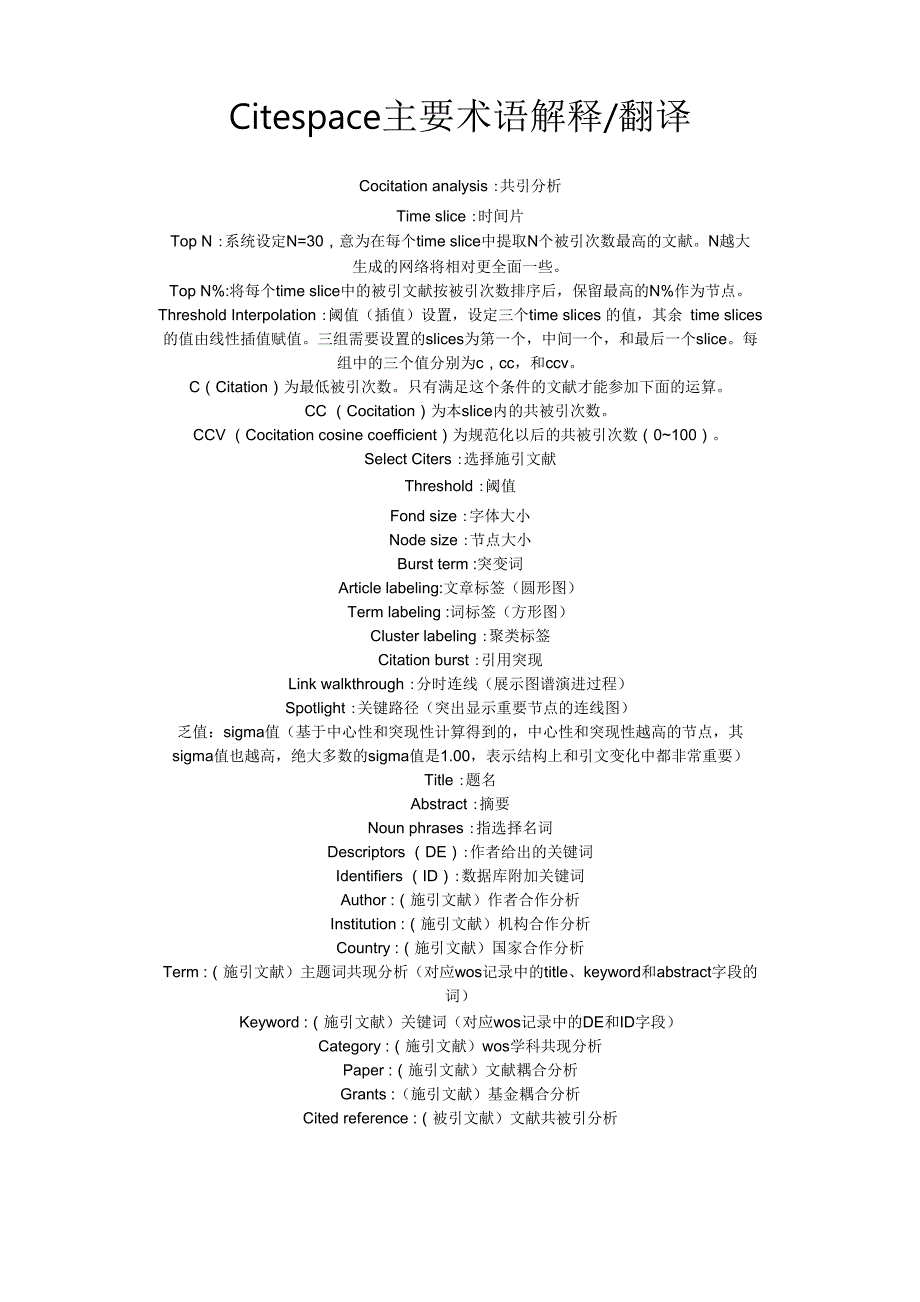 Citespace主要术语解释或翻译_第1页