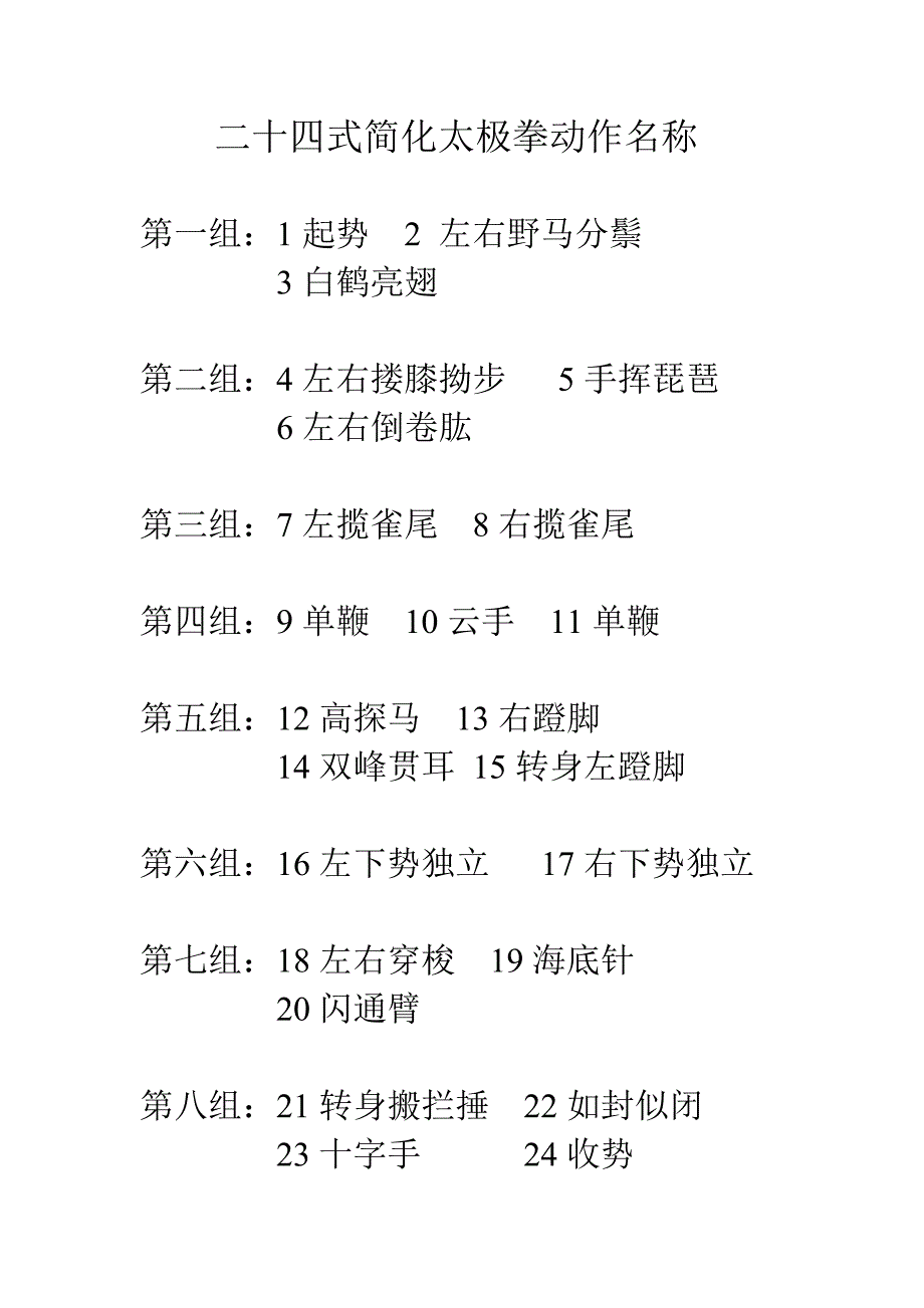 陈氏24式太极拳动作名称_第1页