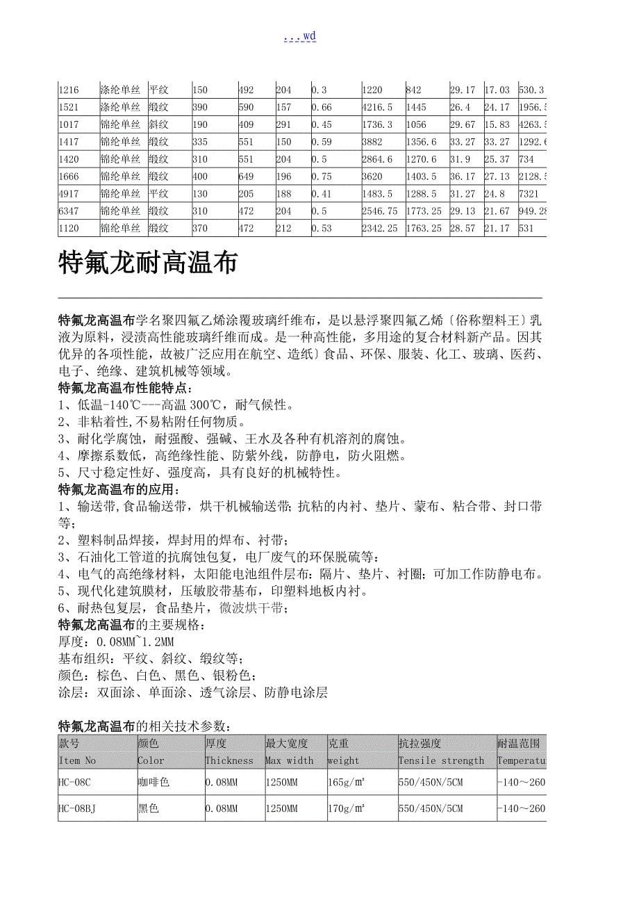 各种滤布性能和规格_第5页