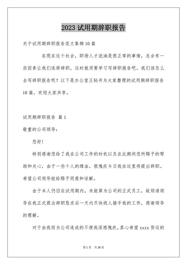 2023年试用期辞职报告127范文.docx