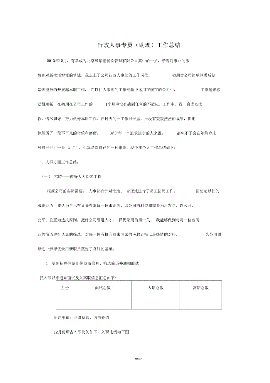 行政人事专员工作总结_第1页