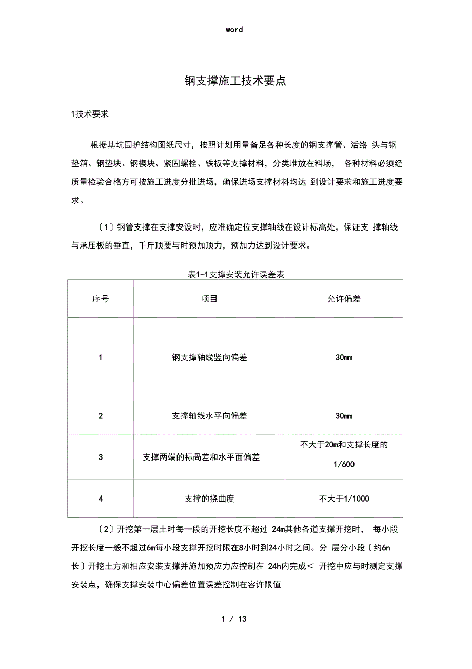 钢支撑施工技术要点_第1页