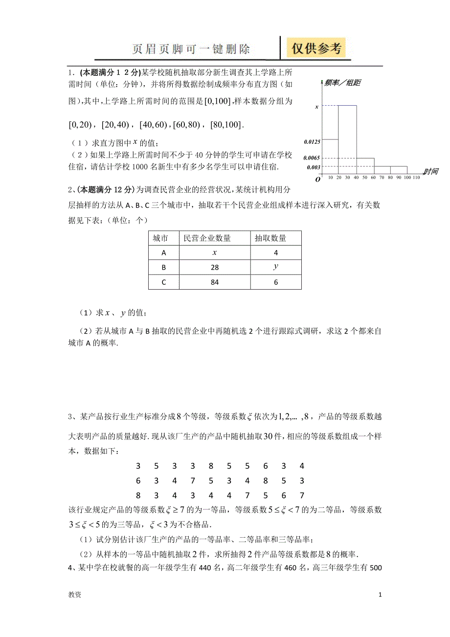 概率频率分布直方图练习题教学专题_第1页