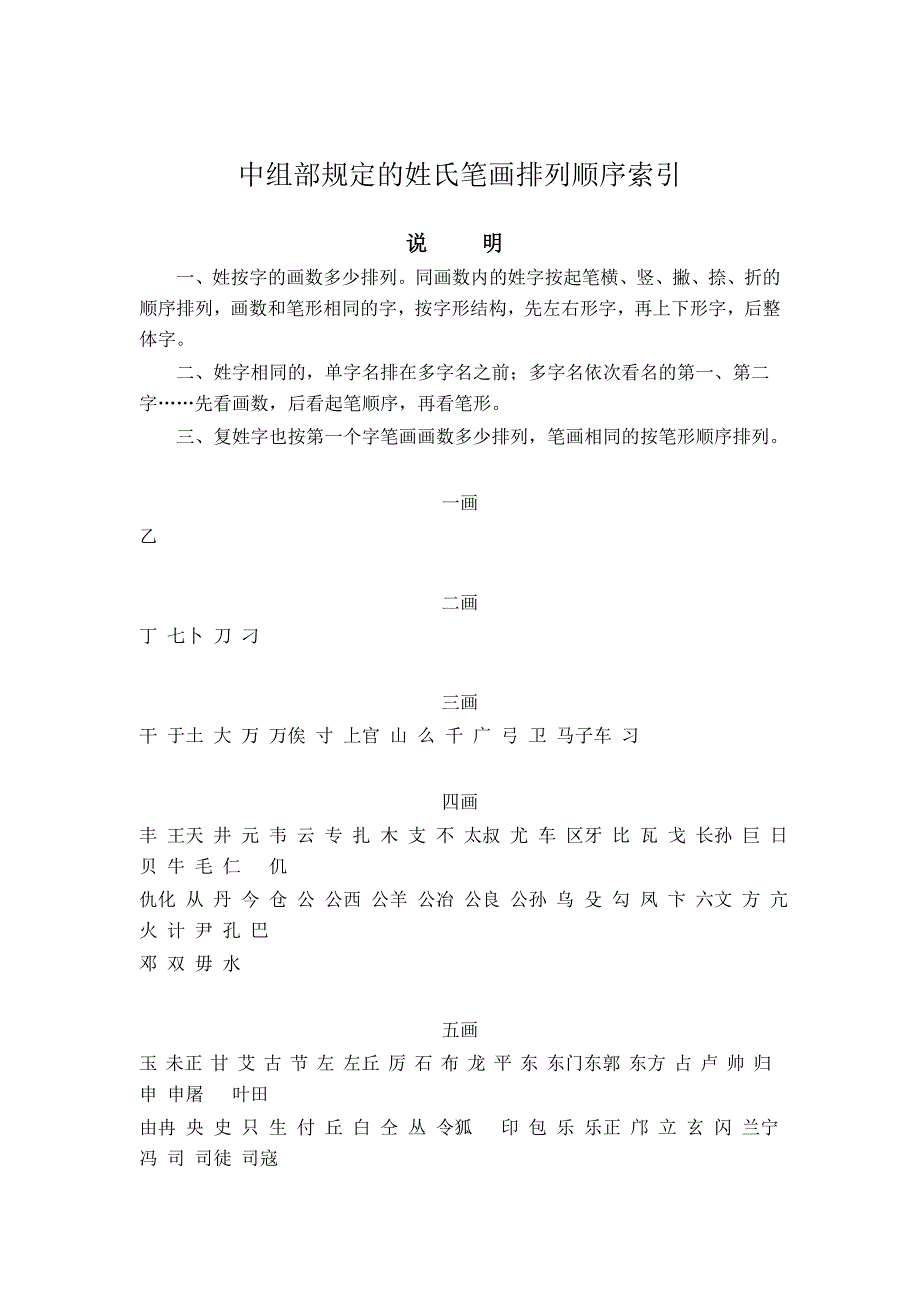 正式公文姓氏笔画排列顺序_第1页