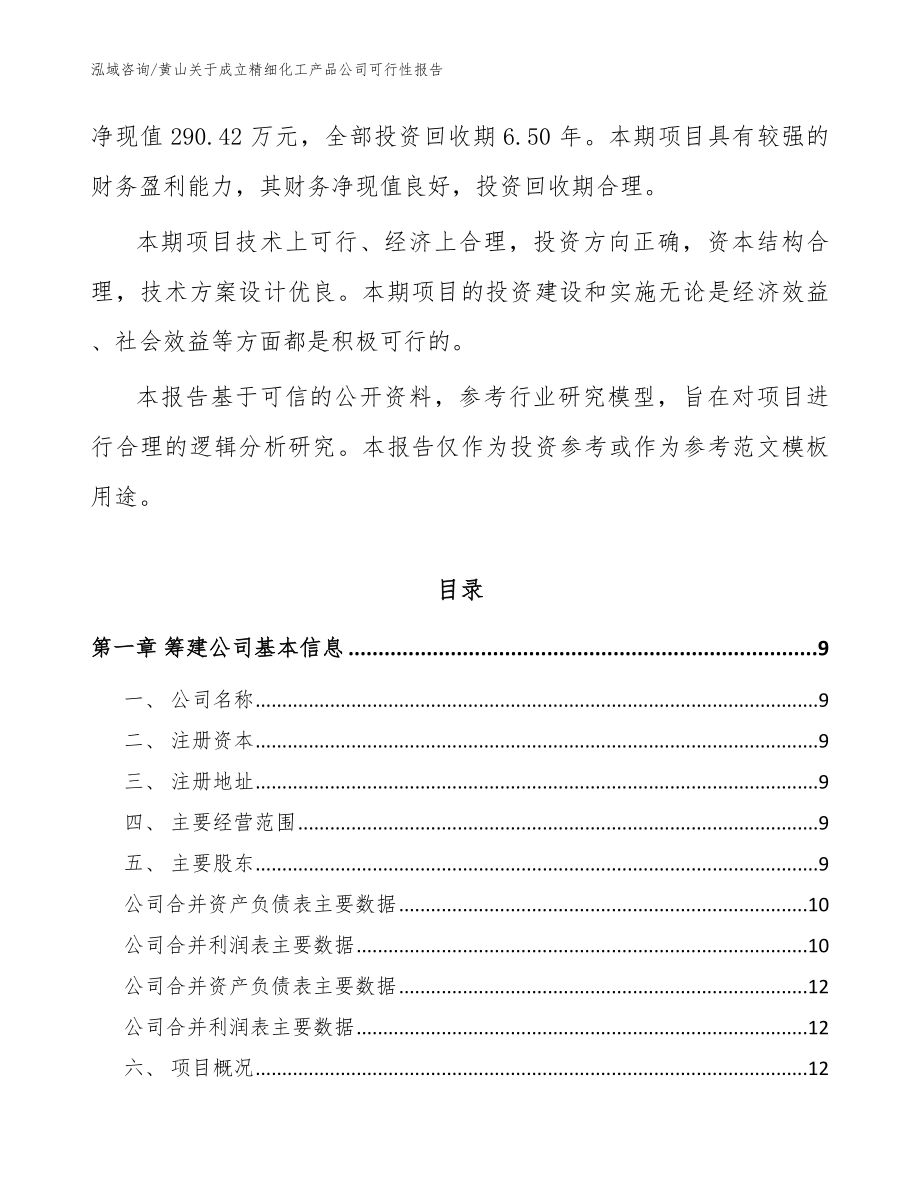 黄山关于成立精细化工产品公司可行性报告【参考范文】_第3页