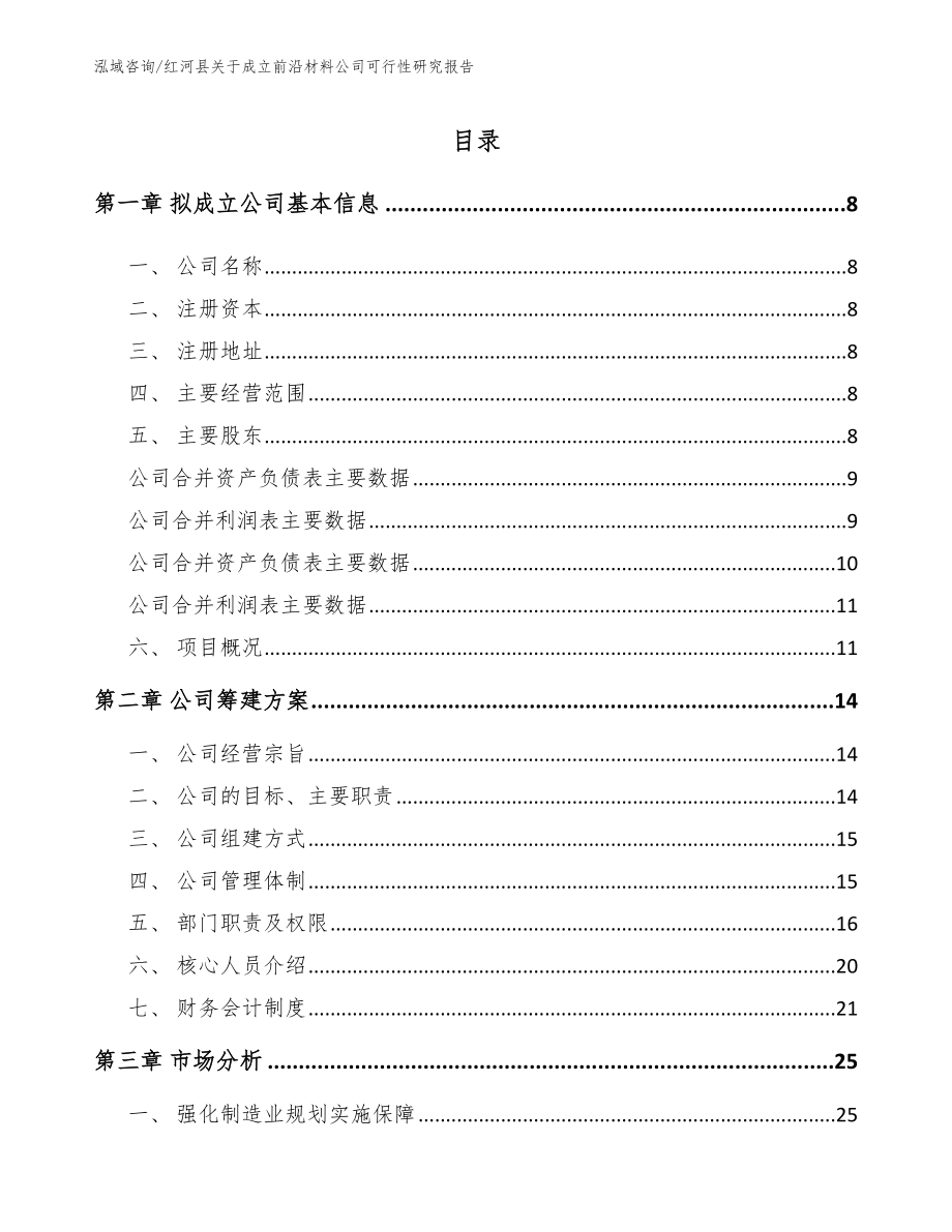 红河县关于成立前沿材料公司可行性研究报告_模板范文_第2页