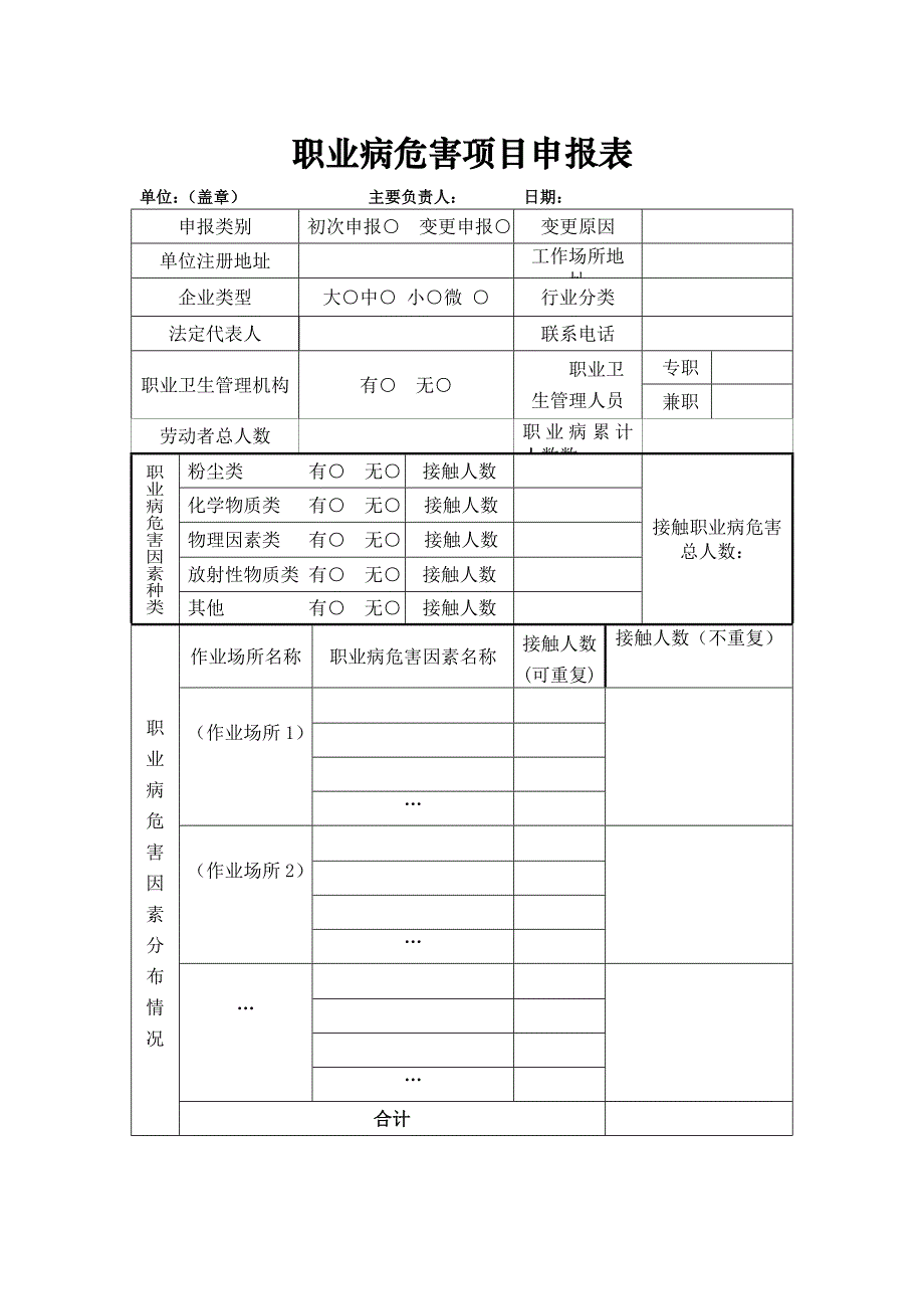 职业病危害项目申报表及填写说明Word_第1页