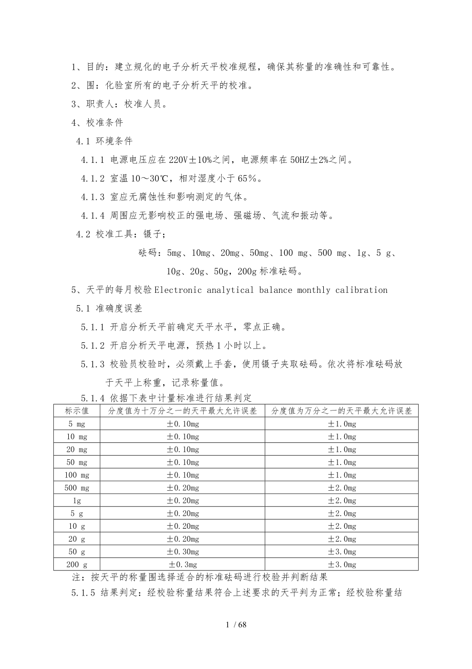 全套试验仪器自校规程和记录文本_第1页