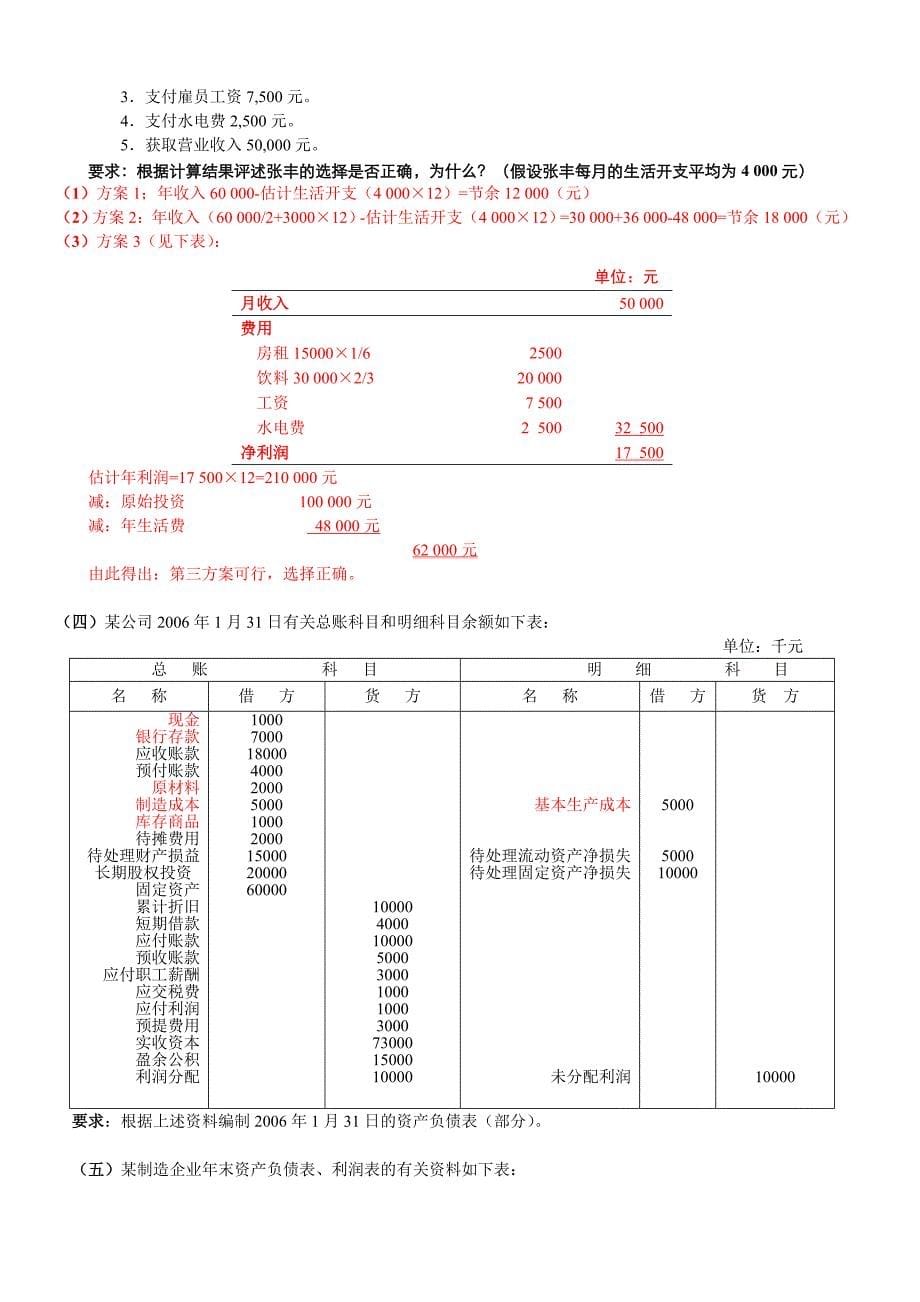 《会计学概论》作业试题_第5页