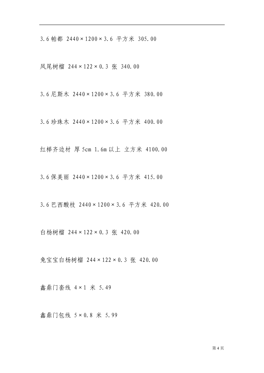 全国装饰装修材料价格大全参考_第4页