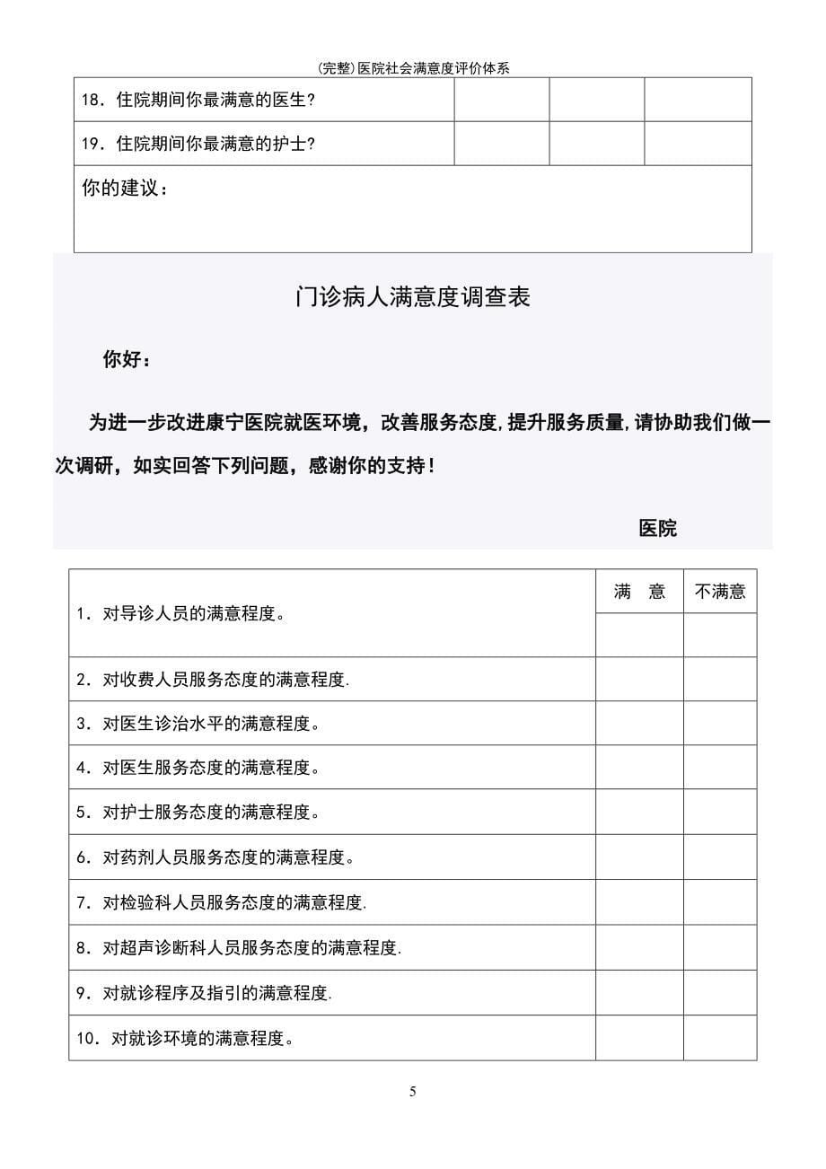 (最新整理)医院社会满意度评价体系_第5页